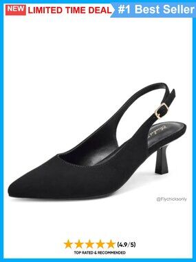 Kitten Heel Slingback Pumps Faux Leather Pointed Toe Closed Toe